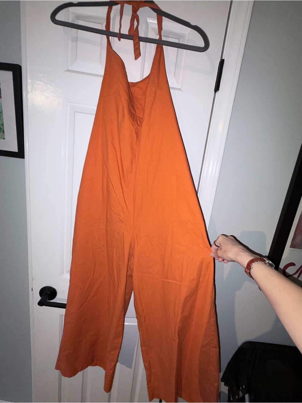 Halter Neck Wide-Leg Jumpsuit - Orange